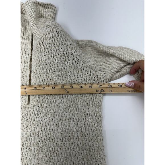Tommy Hilfiger Womens Sweater Size Small Tan Open Knit 1/4 Zip - Picture 9 of 12